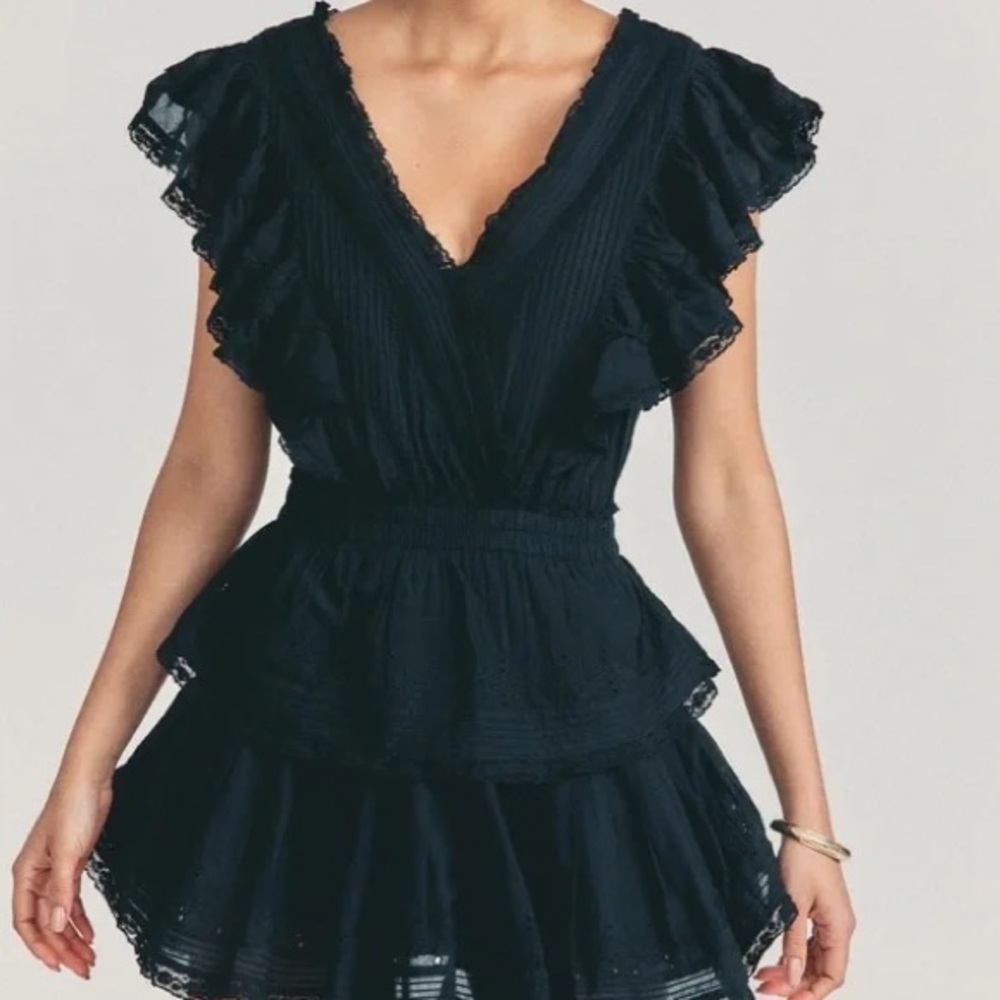 LOVESHACKFANCY GWEN MINI DRESS SIZE XS BLACK